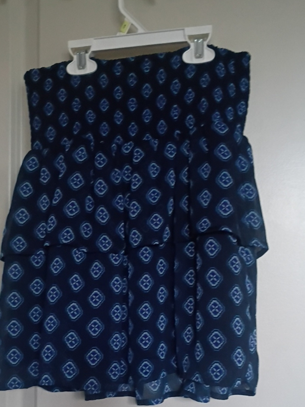 Old Navy Navy Blue Printed Strapless Mini Dress